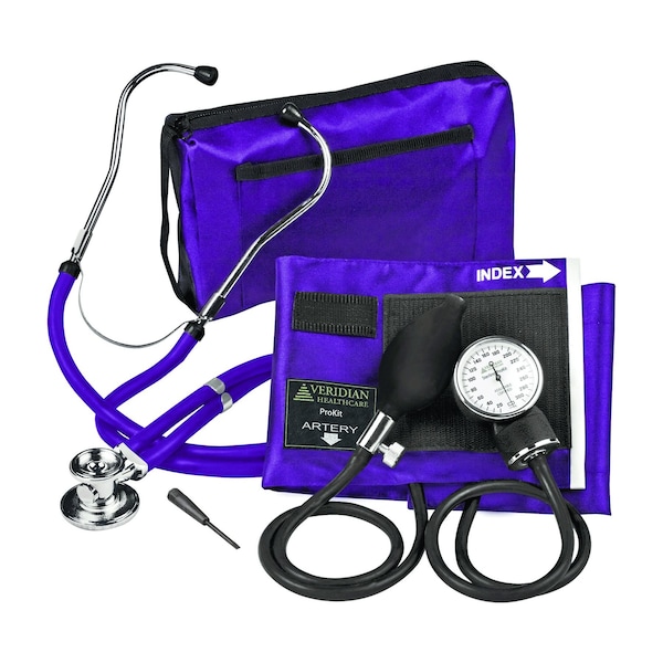 Veridian Healthcare ProKit Aneroid Sphygmomanometer With Sprague Scope, Adult, Purple 02-12611 - main